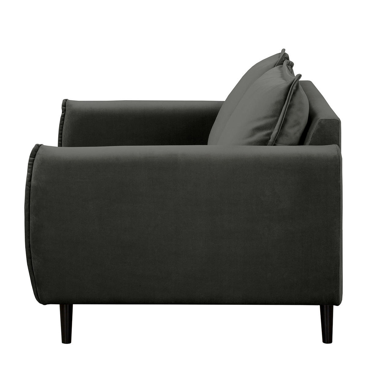 2-SITZER-SOFA JULI Samt Dunkelgrau  - Dunkelgrau/Schwarz, Design, Holz/Textil (138/86/100cm) - P & B