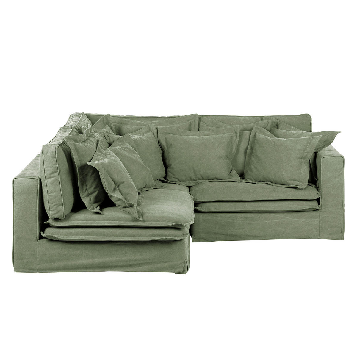 ECKSOFA STELLA in Webstoff Olivgrün Zierkissen, Rückenkissen  238/222 cm  - Schwarz/Olivgrün, Design, Kunststoff/Textil (238/222cm) - P & B