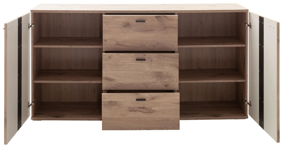 SIDEBOARD Anthrazit, Eichefarben  180/92/44 cm  - Eichefarben/Anthrazit, Konventionell, Holzwerkstoff/Metall (180/92/44cm) - Cantus