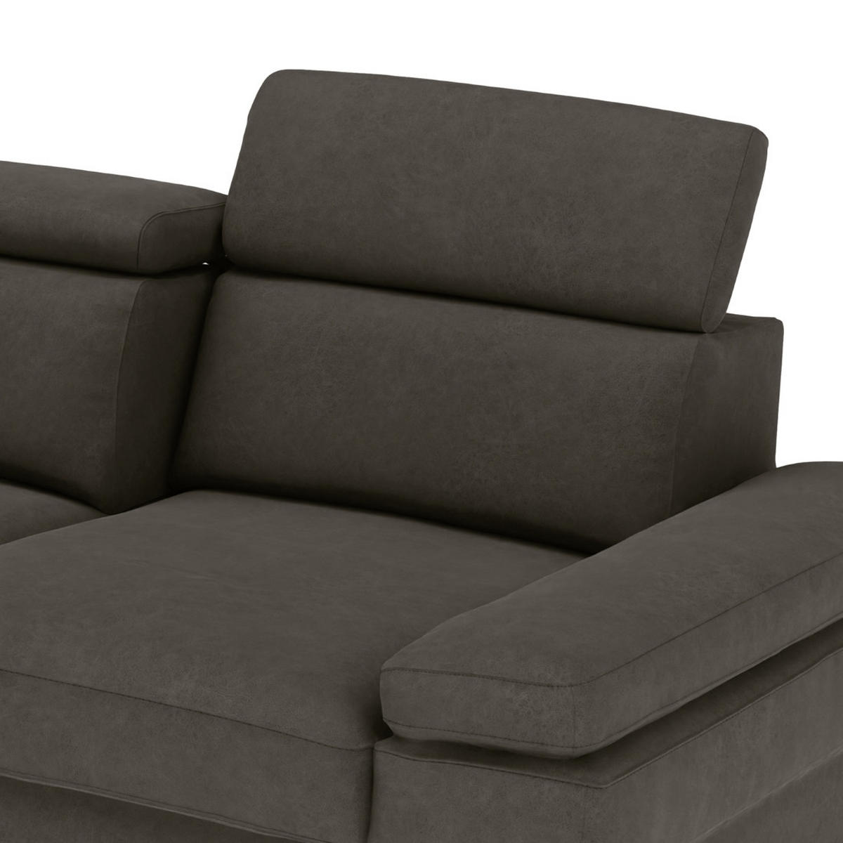 ECKSOFA in Mikrofaser Anthrazit  - Anthrazit/Silberfarben, Konventionell, Textil/Metall (259/82/182cm) - Trendmanufaktur