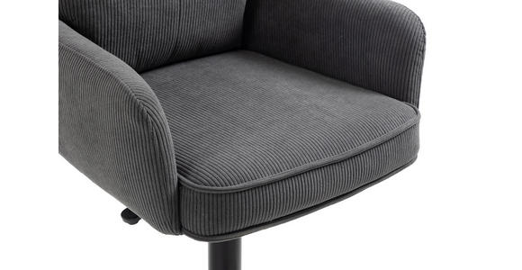 BARHOCKER Cord Anthrazit, Schwarz Eisen Stoffauswahl, Sitzfläche 360° drehbar, inklusive Armlehnen - Anthrazit/Schwarz, Design, Textil/Metall (54/98-120/58cm) - Novel