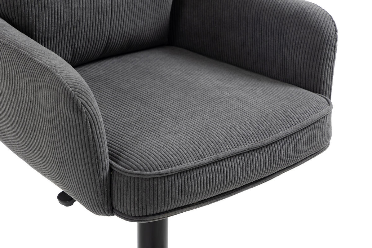 BARHOCKER Cord Anthrazit, Schwarz Eisen Stoffauswahl, Sitzfläche 360° drehbar, inklusive Armlehnen  - Anthrazit/Schwarz, Design, Textil/Metall (54/98-120/58cm) - Novel
