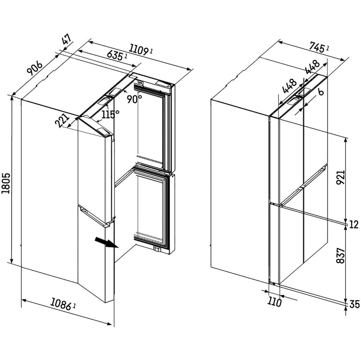 FRENCH-DOOR MBSDDI9058  - Silberfarben, Basics, Glas/Metall (90,6/180,5/74,5cm) - Liebherr