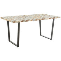 JÍDELNÍ STŮL, hnědá, bílá, 160/90/76 cm - bílá/černá, Moderní, kov/kompozitní dřevo (160/90/76cm) - P & B