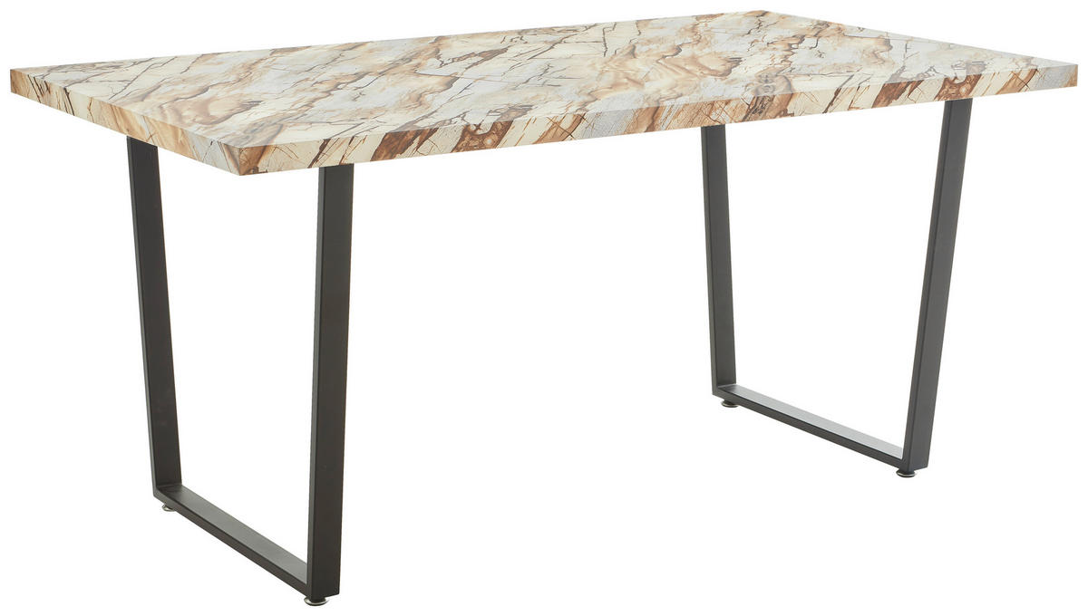 JÍDELNÍ STŮL, hnědá, bílá, 160/90/76 cm - bílá/černá, Moderní, kov/kompozitní dřevo (160/90/76cm) - P & B