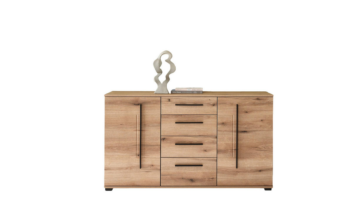 SIDEBOARD  150/86/42 cm 4 Schublade(n)  - Eichefarben/Schwarz, Design, Holzwerkstoff/Kunststoff (150/86/42cm) - Livetastic