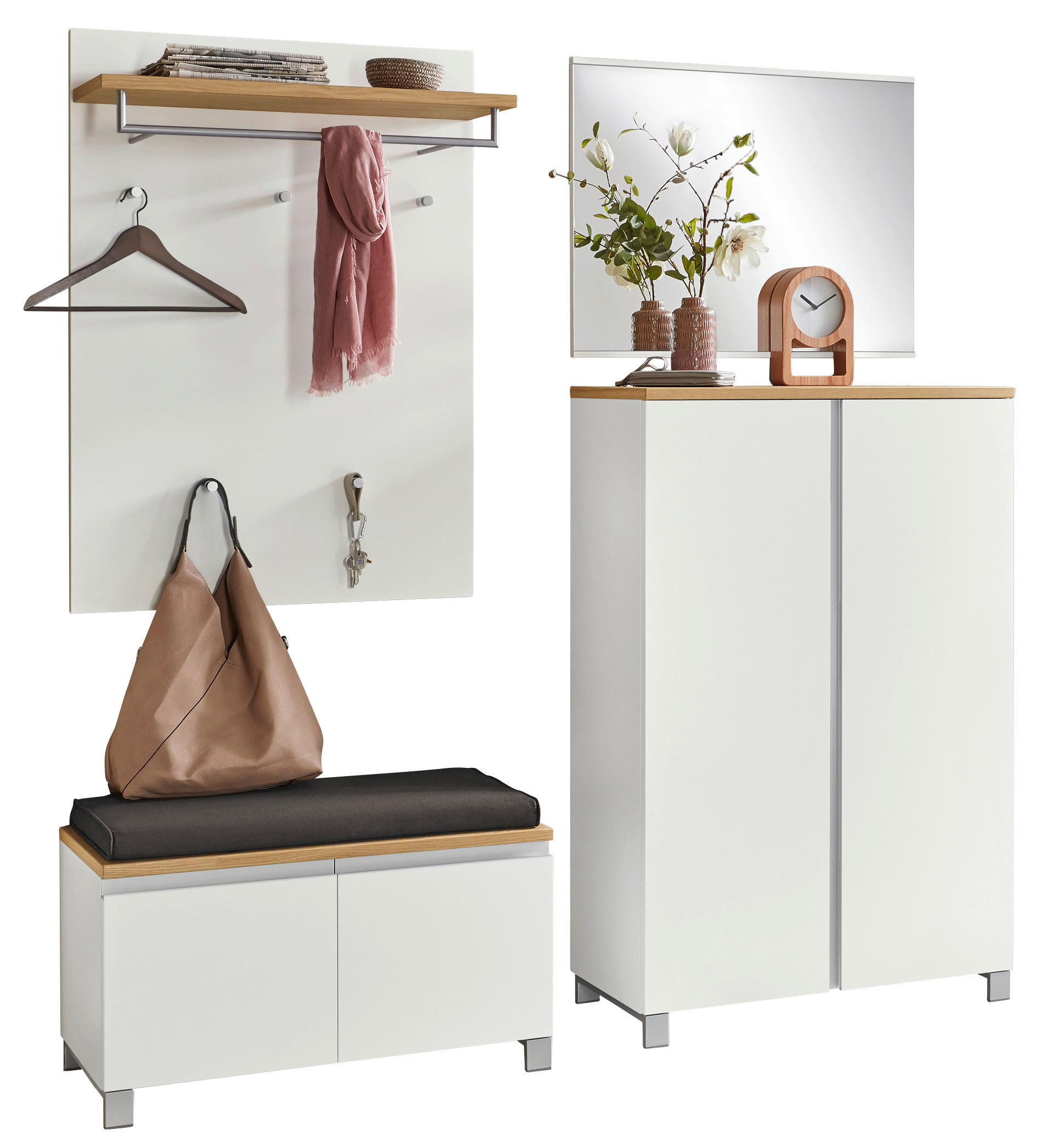 XXXLutz Garderobe Silber, Weiß, 180x210x40 cm