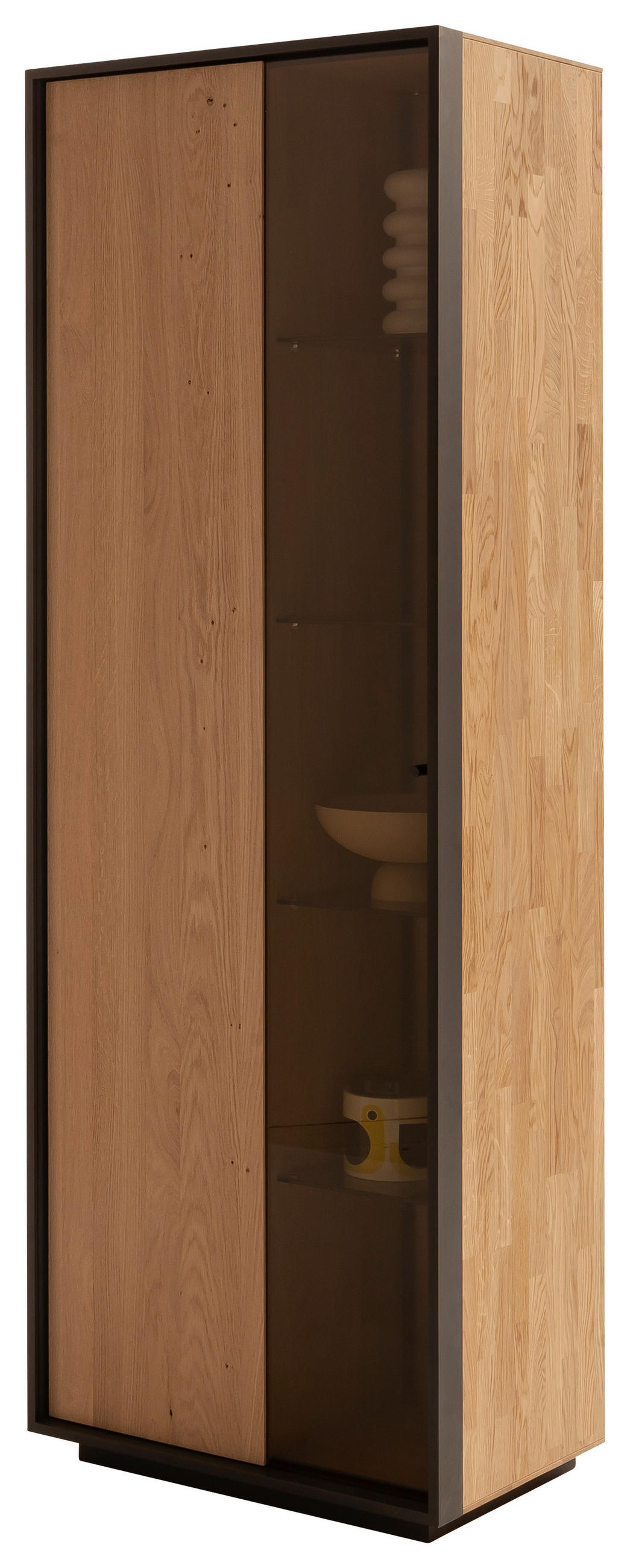 VITRINE  in massiv Kerneiche Eichefarben - Eichefarben/Anthrazit, Design, Glas/Holz (67/197/42cm) - Schöner Wohnen