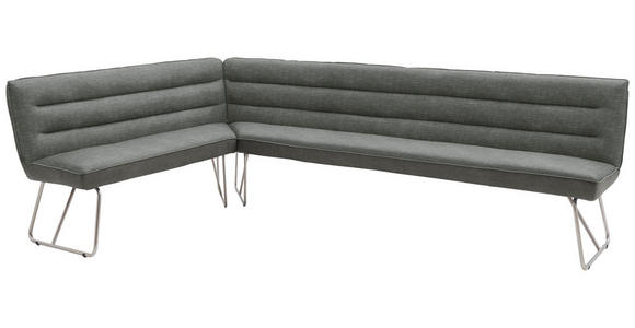 ECKBANK 174/264 cm  in Grau, Edelstahlfarben  - Edelstahlfarben/Grau, Design, Textil/Metall (174/264cm) - Dieter Knoll