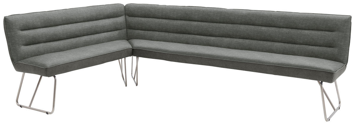 ECKBANK 184/284 cm  in Grau, Edelstahlfarben  - Edelstahlfarben/Grau, Design, Textil/Metall (184/284cm) - Dieter Knoll