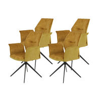 ARMLEHNSTUHL-SET 4 Stück  in Stahl Webstoff, Mikrofaser  - Goldfarben/Schwarz, MODERN, Textil/Metall (65/92/64cm) - MID.YOU