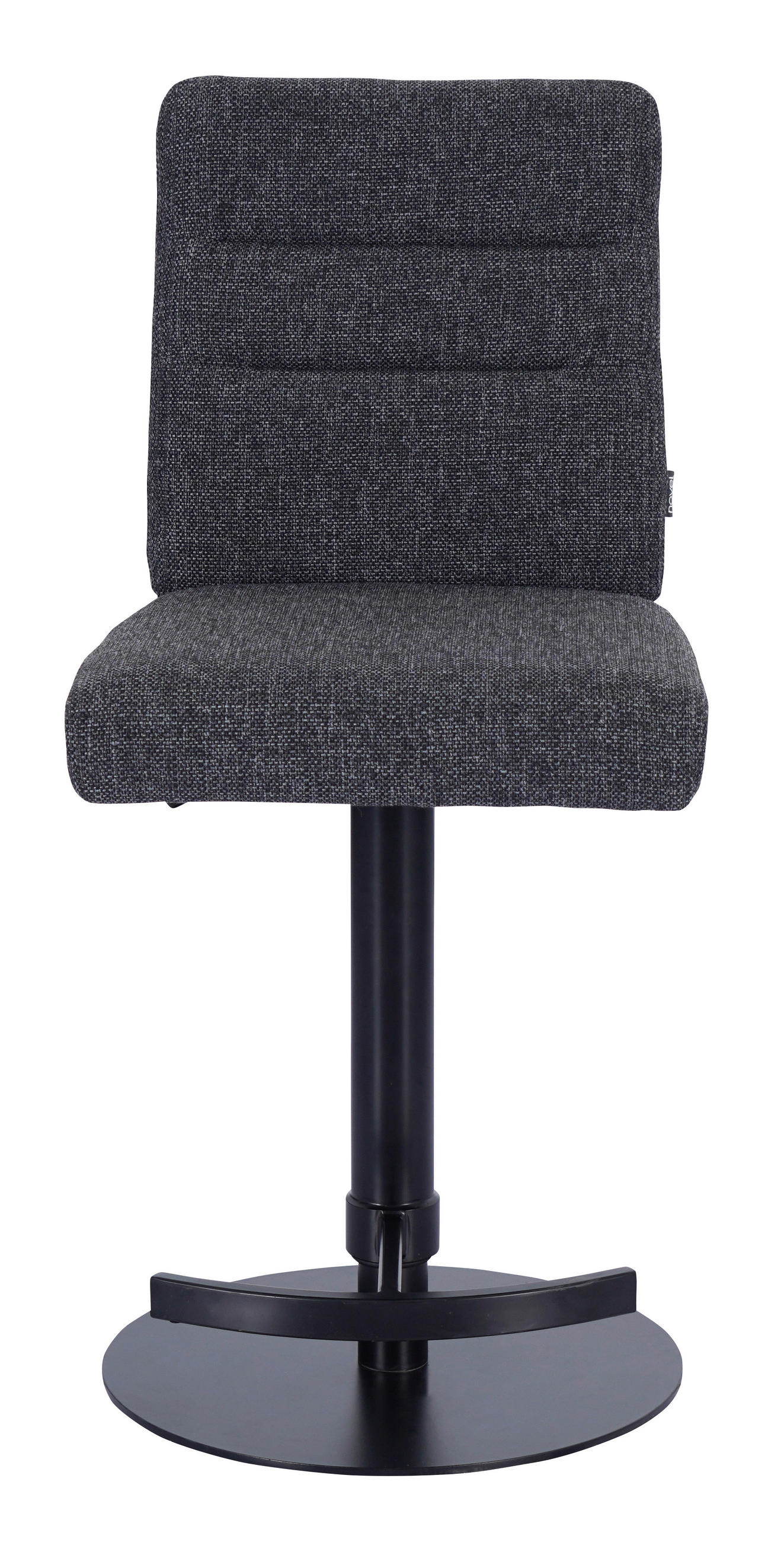 BARSKI STOL, siva, črna  - barve nerjavečega jekla/siva, Design, kovina/tekstil (42/90-115/57cm) - Novel