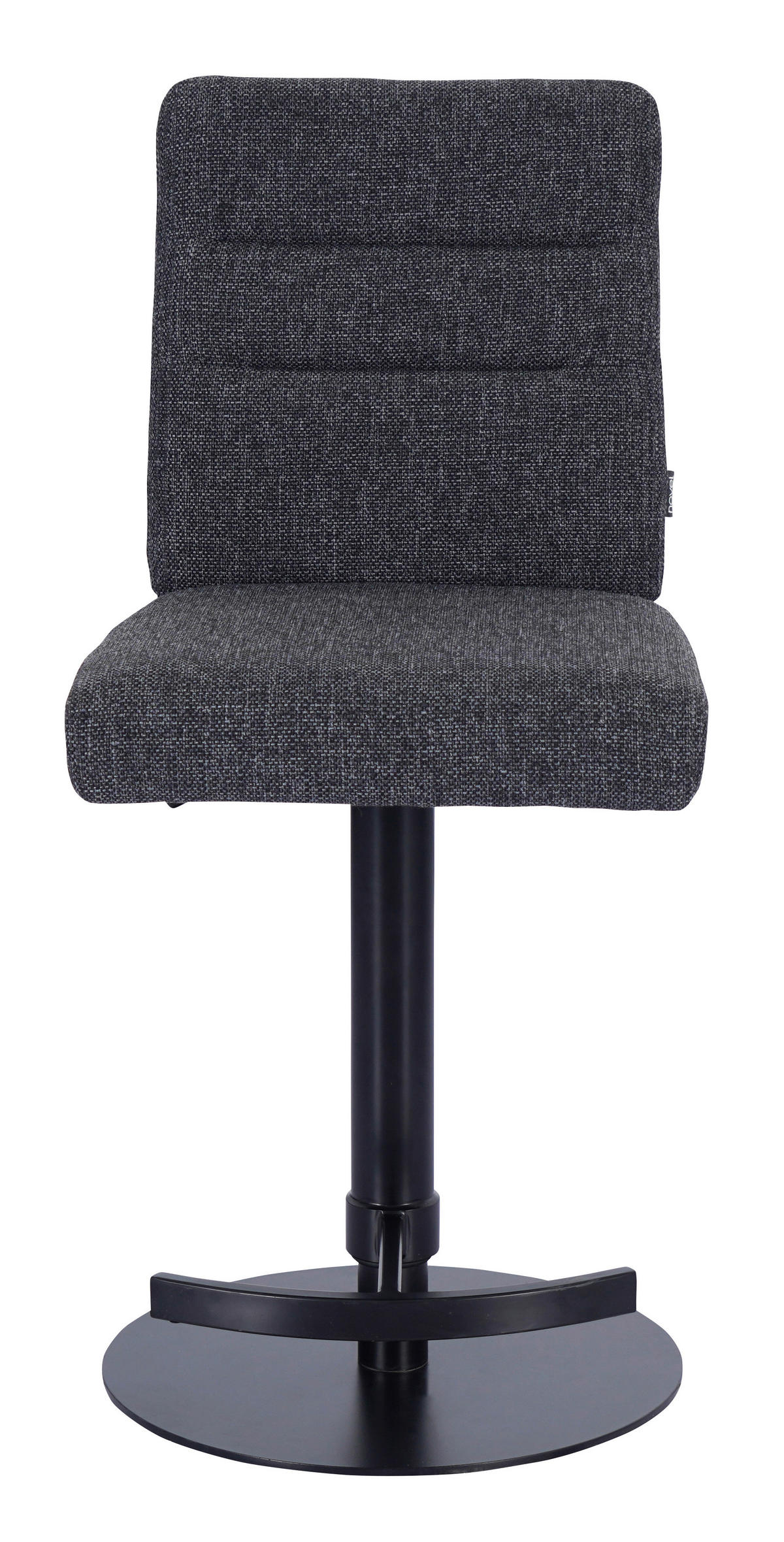 BARSKI STOL, siva, črna  - barve nerjavečega jekla/siva, Design, kovina/tekstil (42/90-115/57cm) - Novel