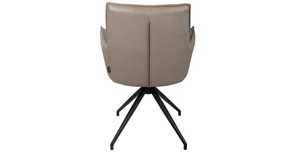 ARMLEHNSTUHL  in Eisen Echtleder pigmentiert  - Taupe/Schwarz, Design, Leder/Metall (60/89,5/63cm) - Novel