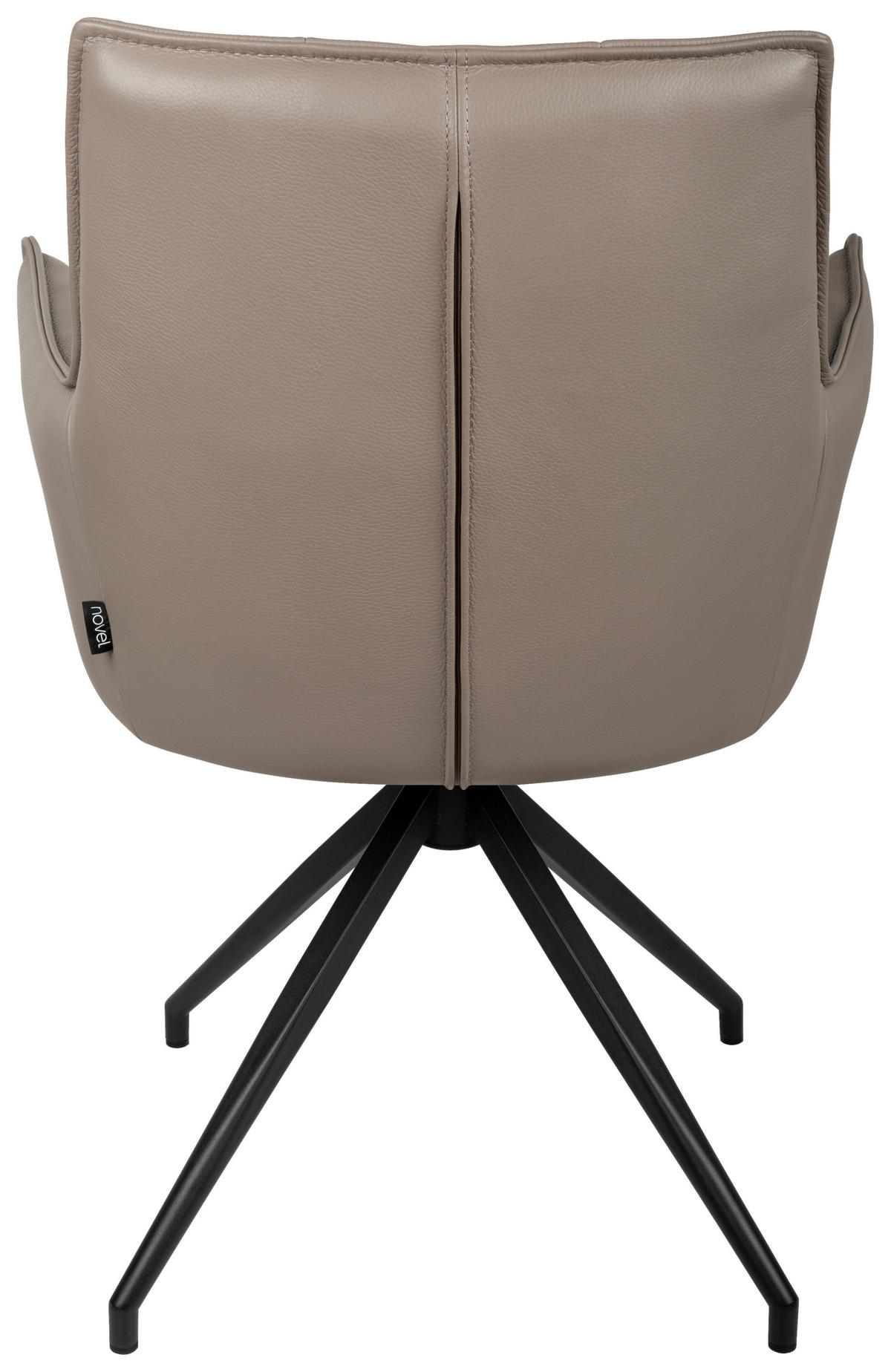 ARMLEHNSTUHL  in Eisen Echtleder pigmentiert  - Taupe/Schwarz, Design, Leder/Metall (60/89,5/63cm) - Novel