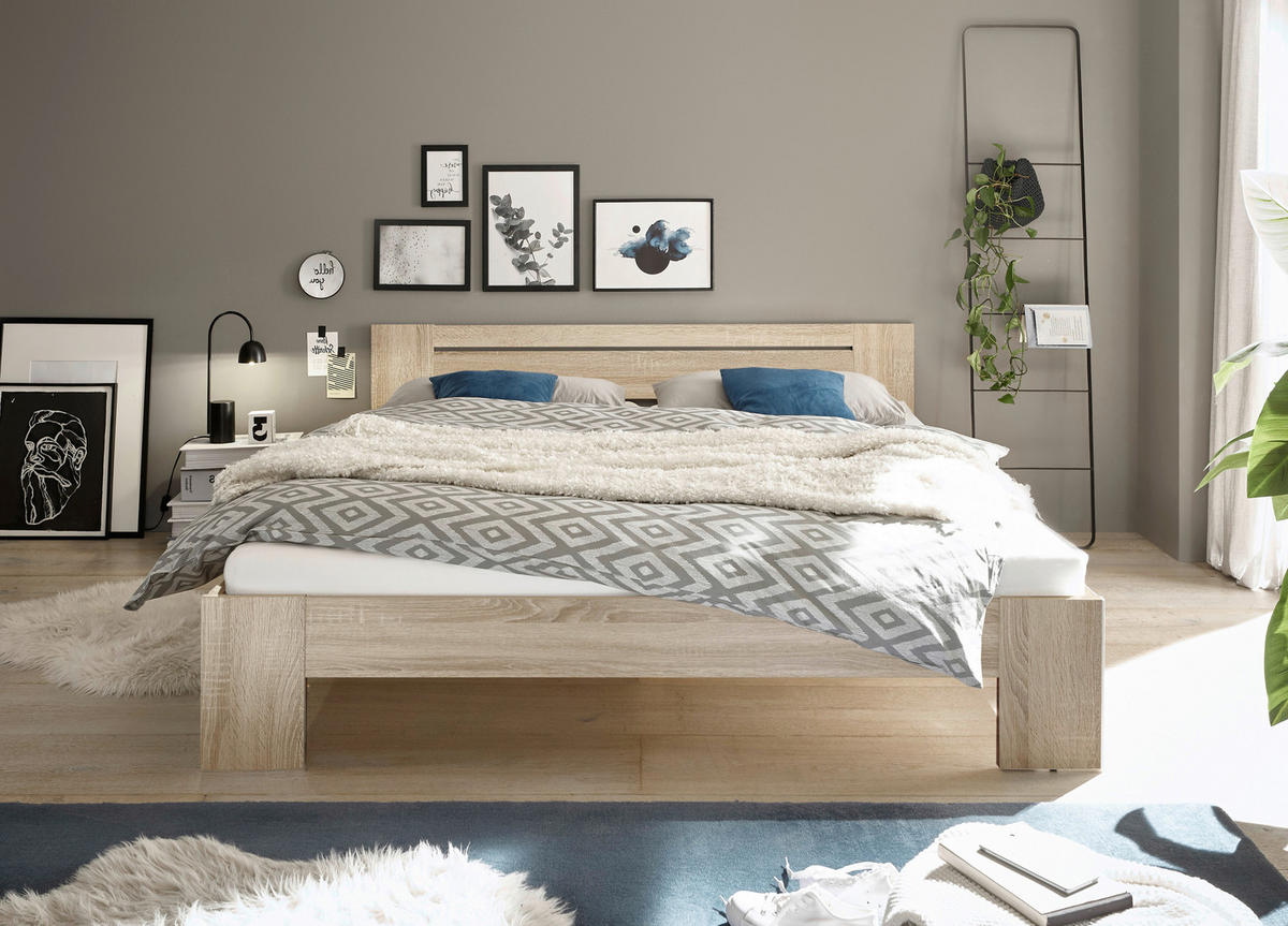BETT 180/200 cm  in Sonoma Eiche  - Sonoma Eiche, KONVENTIONELL (180/200cm) - Boxxx