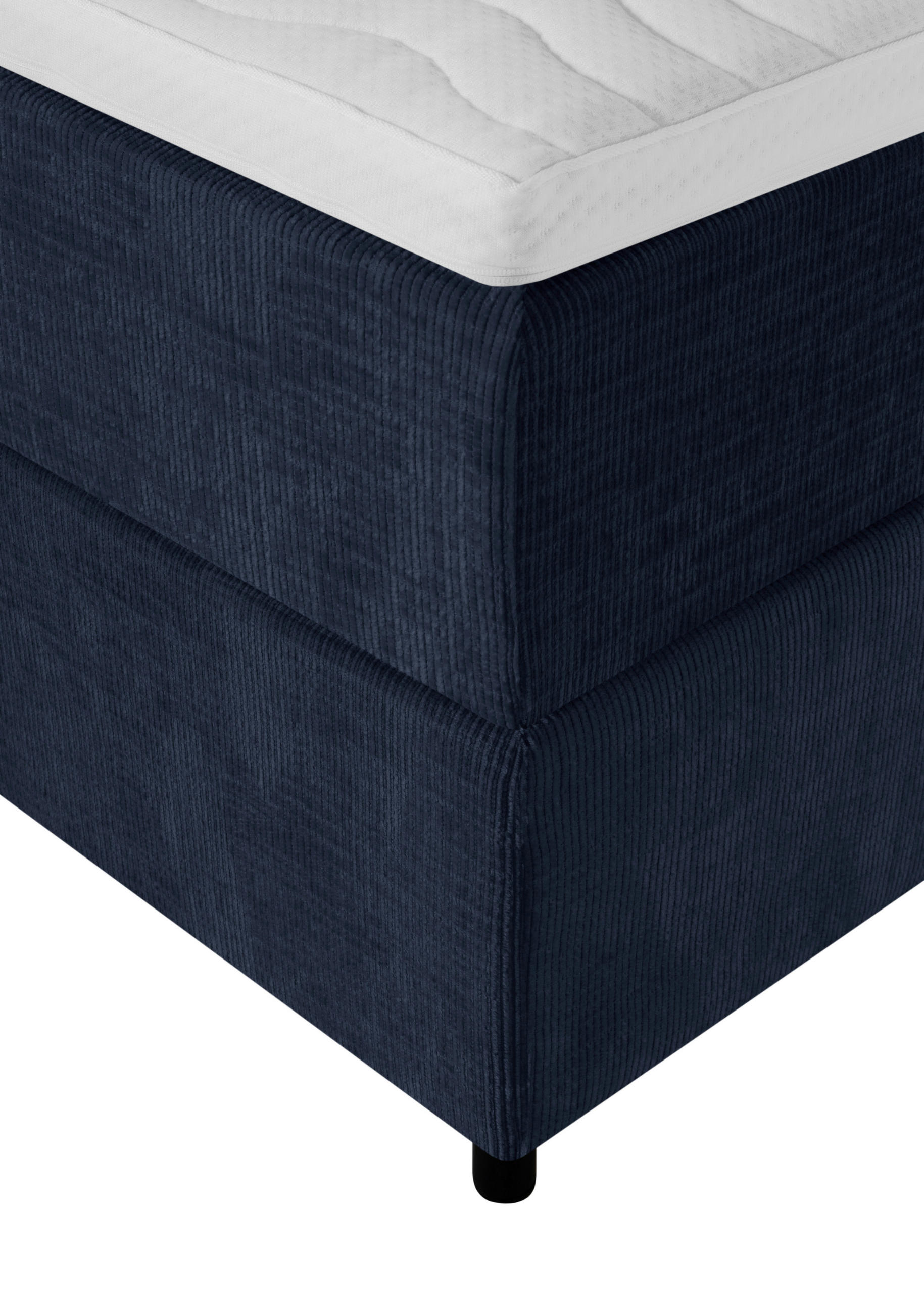 Thumbnail - Welnova Boxspringbett, Dunkelblau, Textil, H3, 7-Zonen, Höhe ca. 19 cm, 120x200 cm, Topper durchgehend, Partnermatratze ...