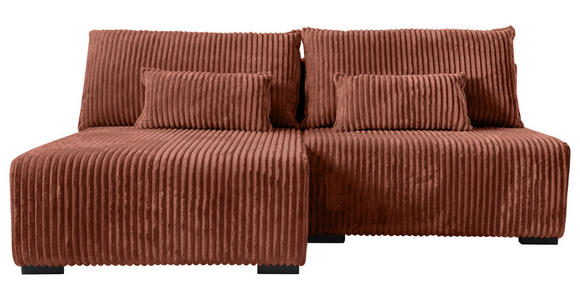 ECKSOFA in Cord Bronzefarben  - Schwarz/Bronzefarben, MODERN, Holz/Textil (145/210cm) - Carryhome