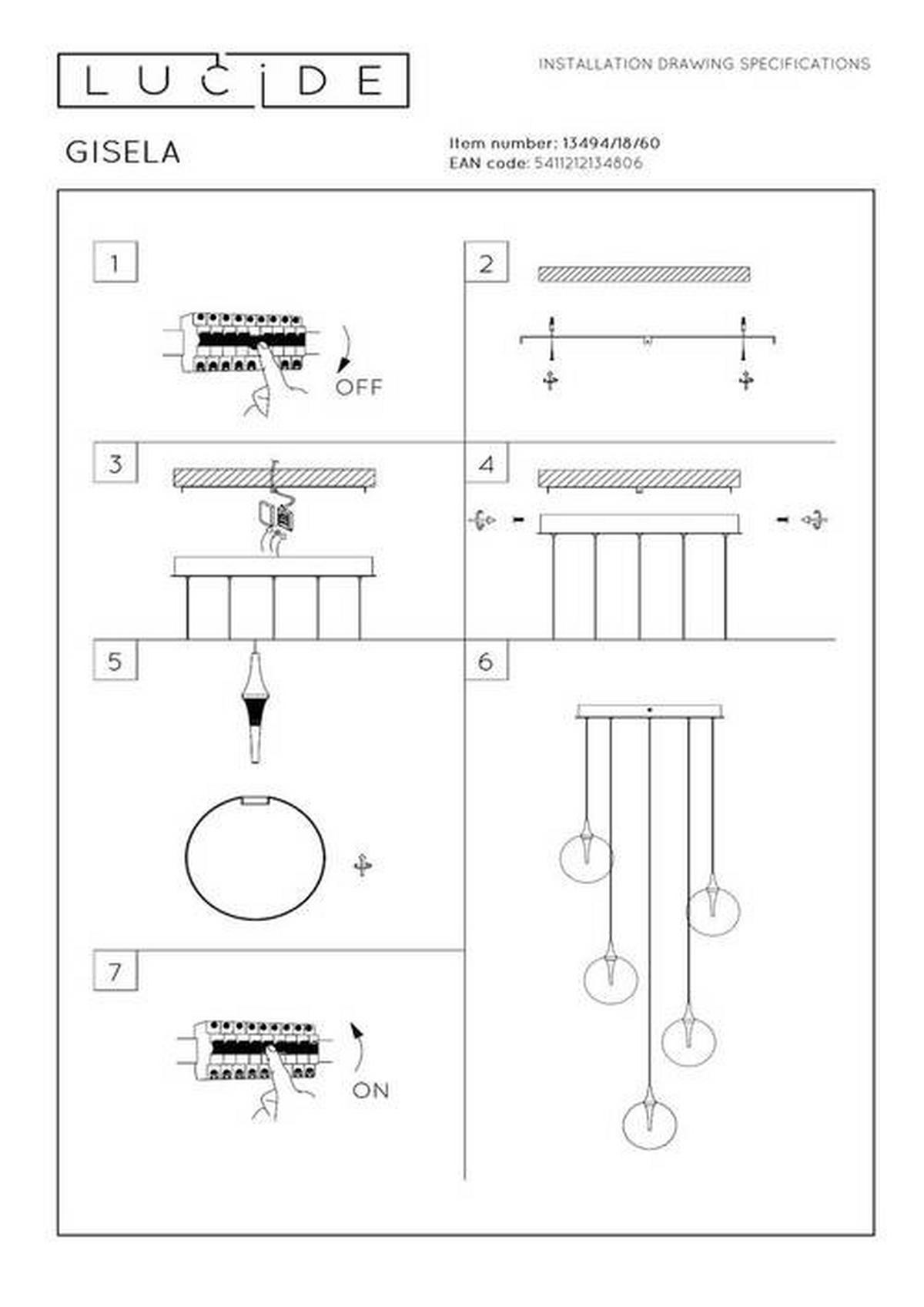 LED-PENDELLEUCHTE GISELA 48/48/150 cm   - Transparent, KONVENTIONELL, Glas (48/48/150cm) - Lucide