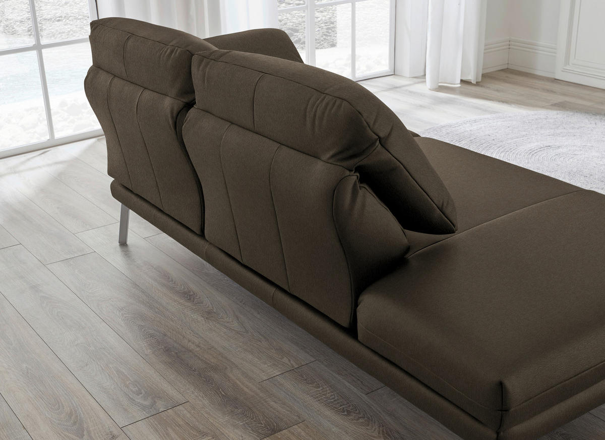 RÉCAMIERE in Echtleder Olivgrün  - Chromfarben/Olivgrün, Design, Leder/Metall (209/85-109/95-16cm) - Dieter Knoll
