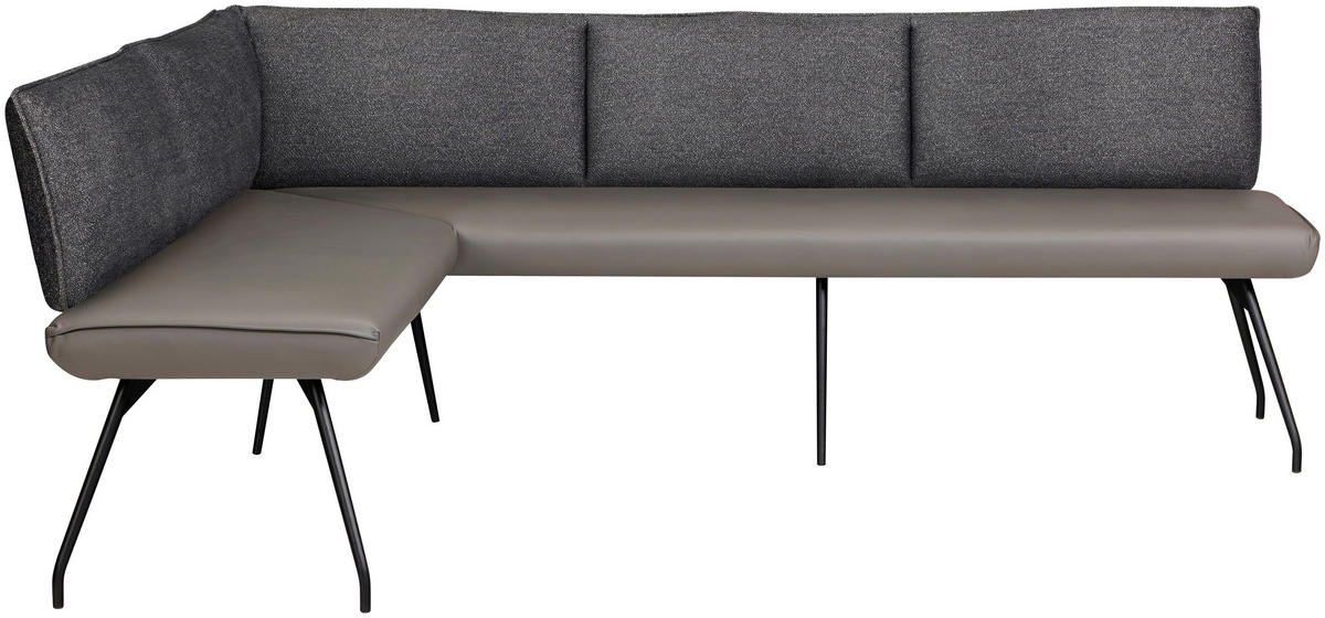 ECKBANK 165/225 cm  in Anthrazit, Grau, Schwarz  - Anthrazit/Schwarz, Design, Textil/Metall (165/225cm) - Moderano