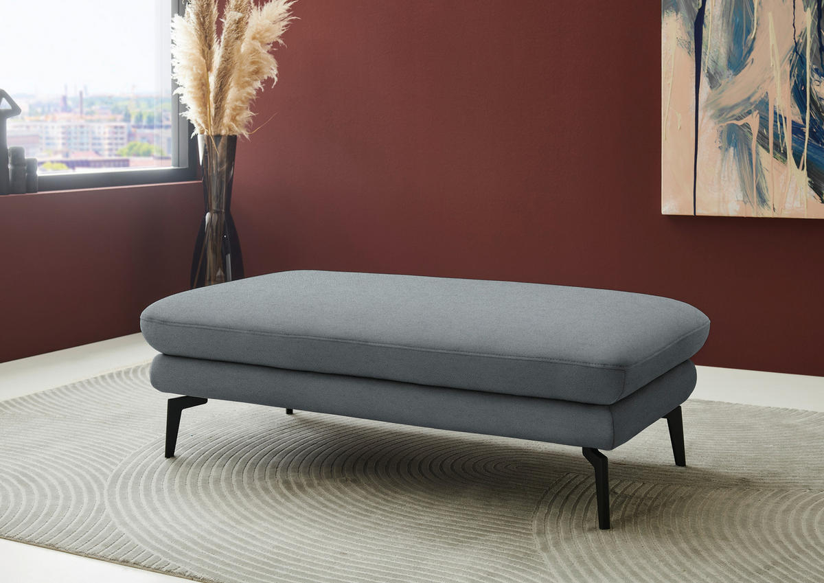 ECKSOFA Chenille, Flachgewebe Dunkelgrau  - Dunkelgrau/Schwarz, Design, Textil/Metall (180/284cm) - Dieter Knoll