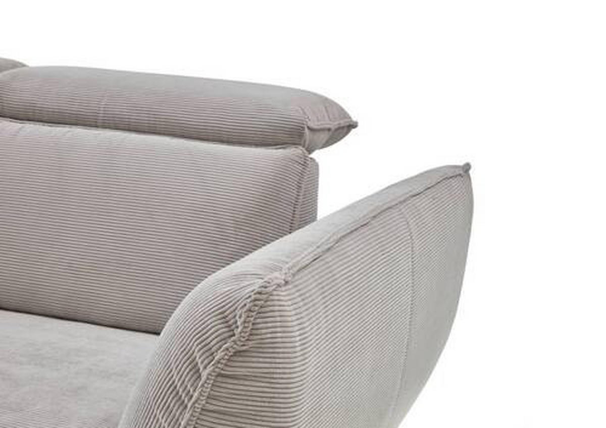 ECKSOFA in Cord Hellgrau  - Hellgrau/Schwarz, Design, Textil/Metall (301/202cm) - Moderano