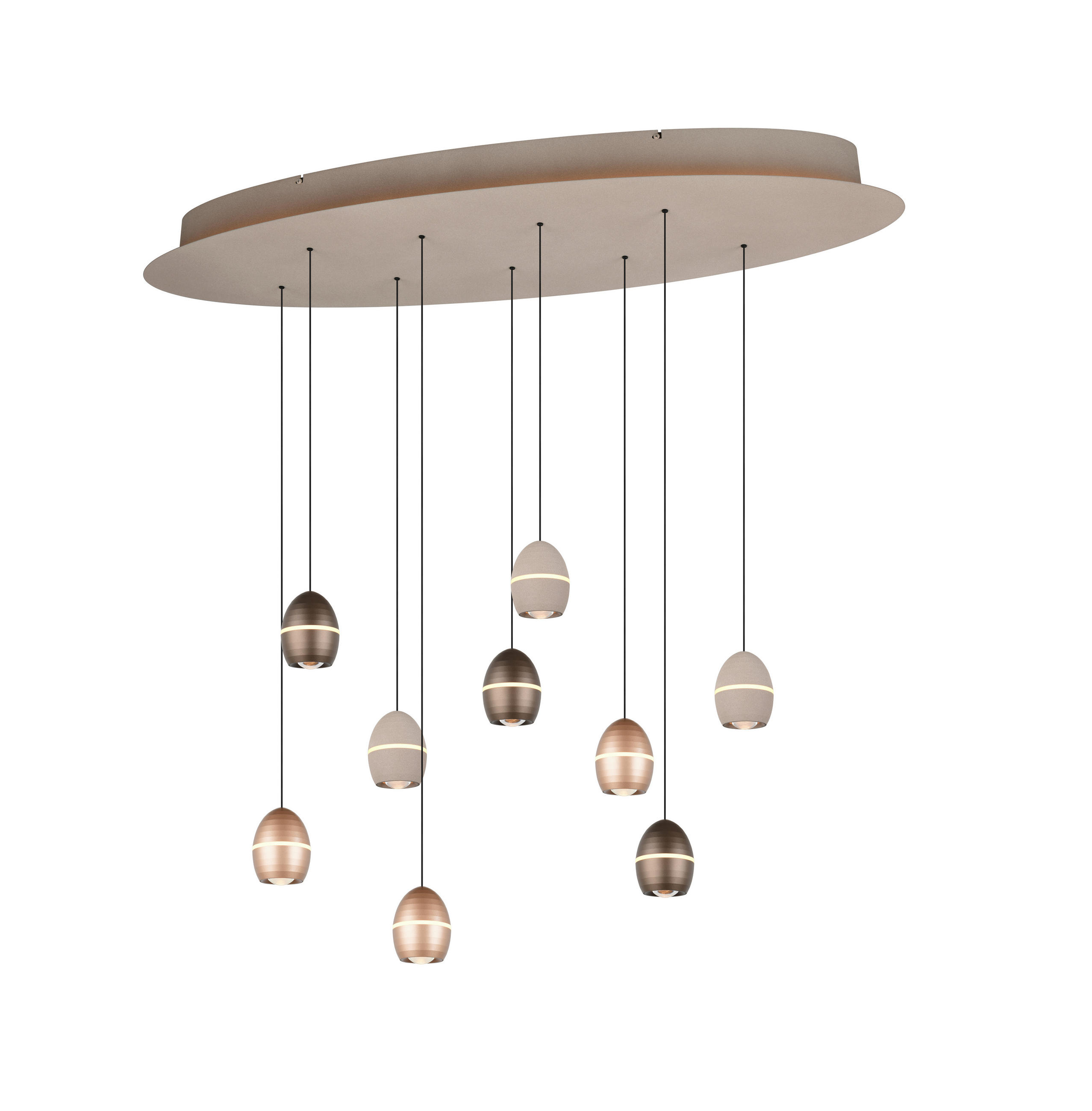 LED-PENDELLEUCHTE Bedford 110/200/36 cm   - Platinfarben/Dunkelbraun, Design, Metall (110/200/36cm) - Trio Leuchten