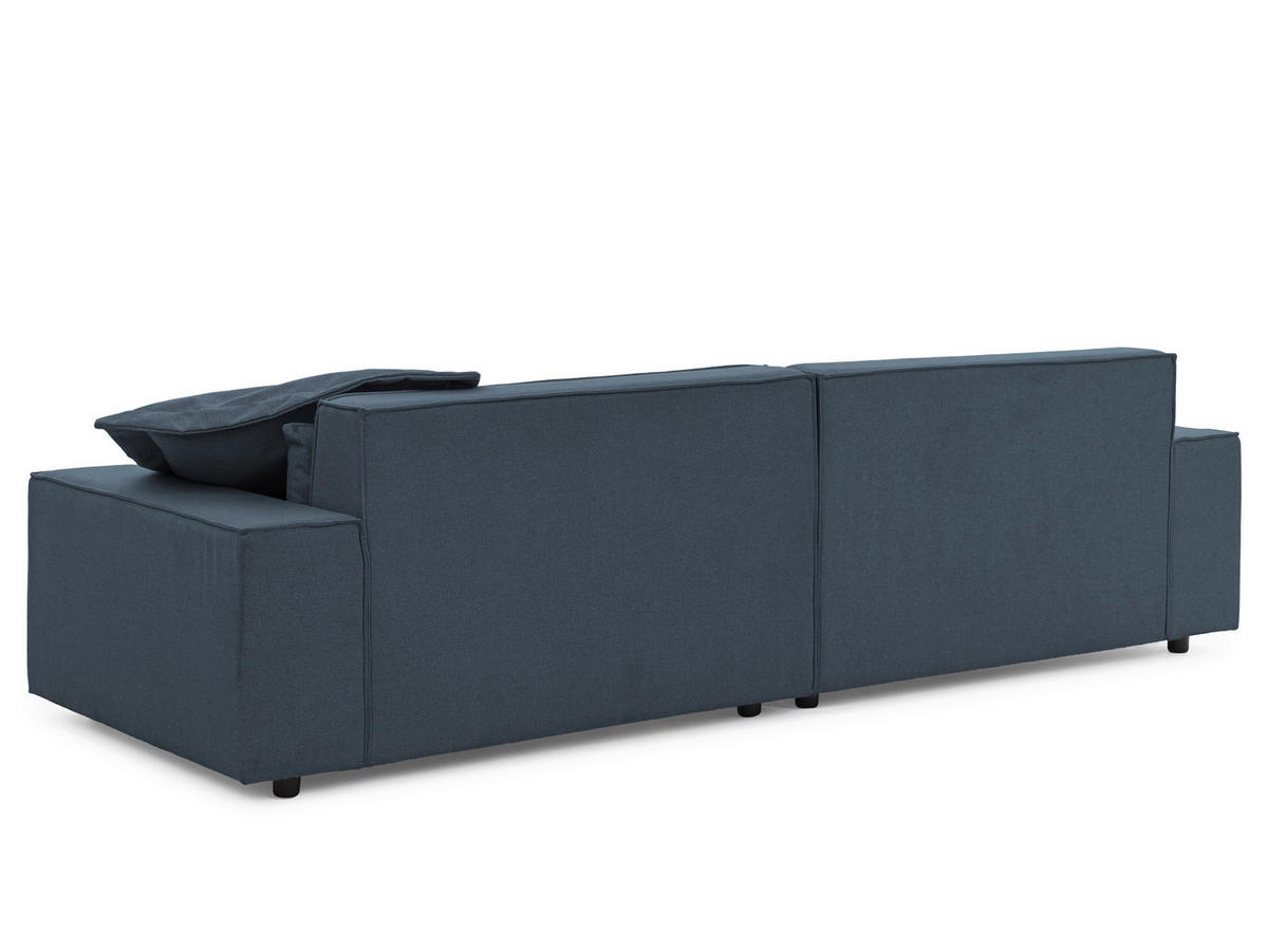 ECKSOFA Curduroy in Webstoff Blau Rückenkissen  251/142 cm  - Blau/Schwarz, Design, Kunststoff/Textil (251/142cm) - P & B