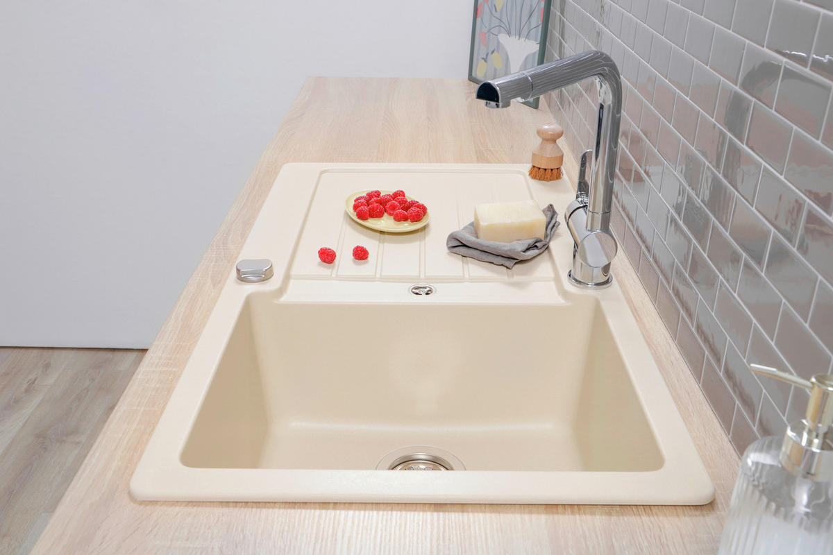 SPÜLE AUSTIN86X50V  - Creme, Design, Stein (86/21/50cm) - Respekta