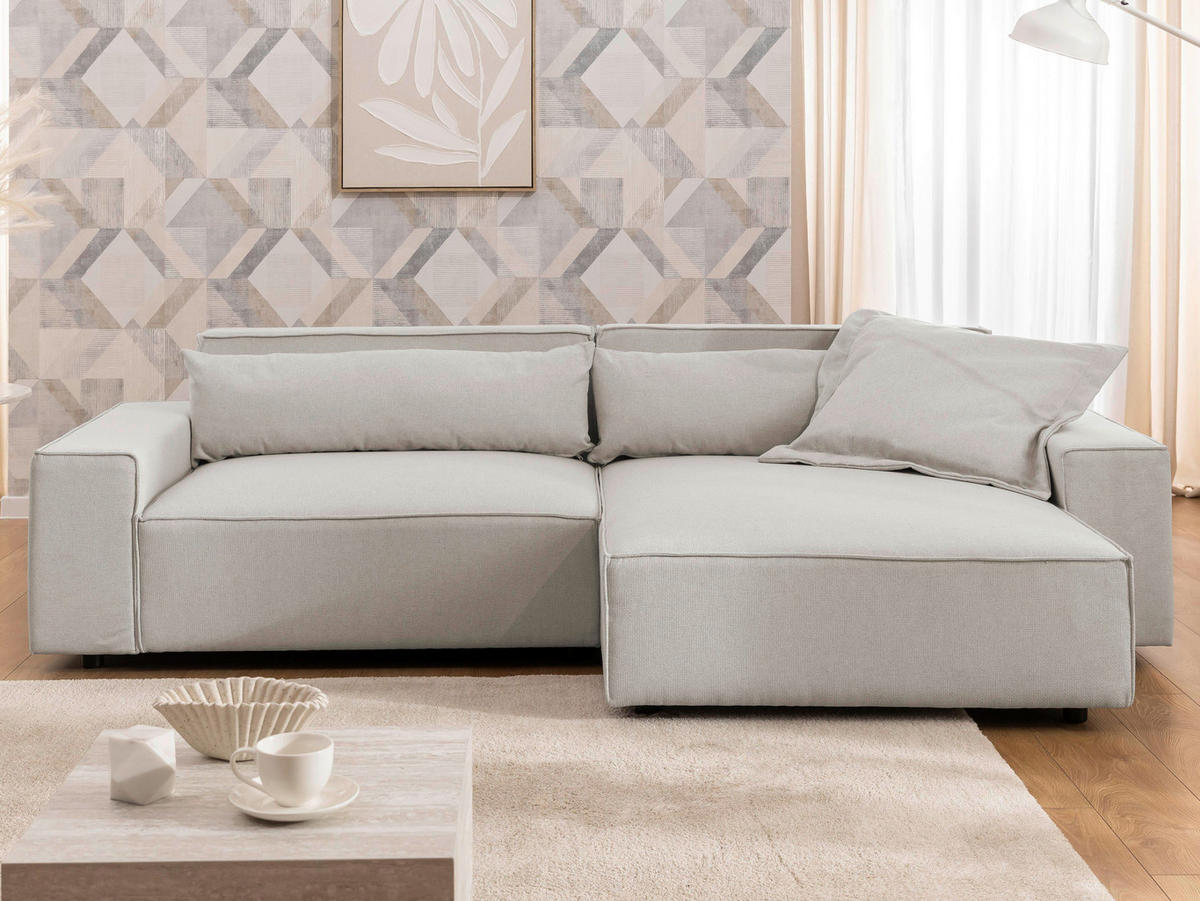 ECKSOFA Webstoff Beige  - Beige/Schwarz, Design, Kunststoff/Textil (251/142cm) - P & B