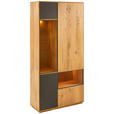 VITRINE in massiv Wildeiche Anthrazit, Eichefarben  - Eichefarben/Anthrazit, Design, Glas/Holz (98/205/42cm) - Waldwelt