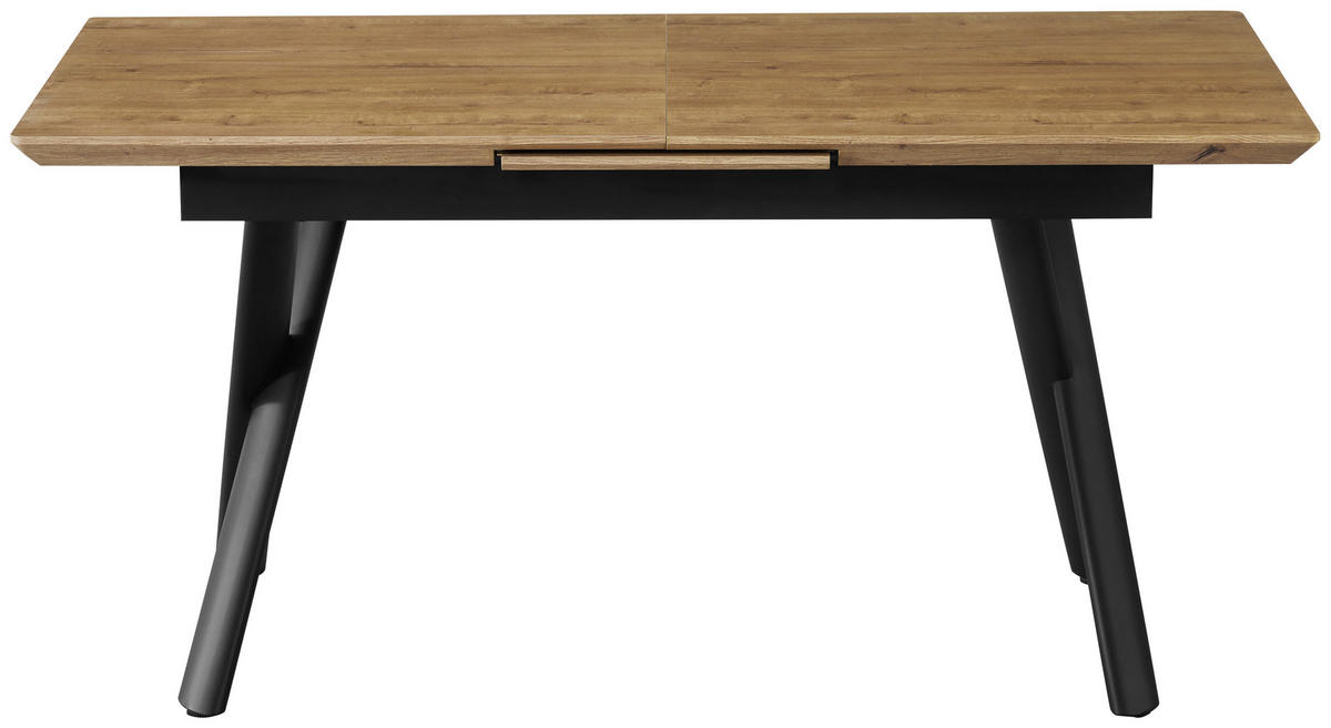 ESSTISCH 200/90/76 cm Nachbildung  Metall, Holzwerkstoff ausziehbar rechteckig Schwarz, Eichefarben  - Eichefarben/Schwarz, MODERN, Holzwerkstoff/Metall (200/90/76cm) - Livetastic
