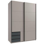 SCHWEBETÜRENSCHRANK 2-türig Graphitfarben, Grau, Sahara  - Graphitfarben/Schwarz, Design, Holzwerkstoff/Metall (135/198/65cm) - Carryhome