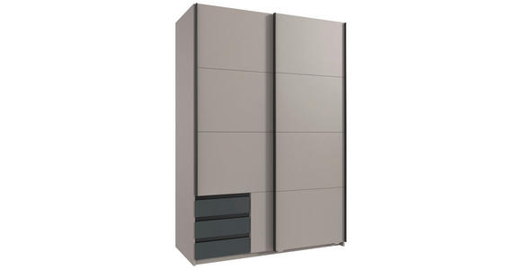 SCHWEBETÜRENSCHRANK 2-türig Graphitfarben, Grau, Sahara  - Graphitfarben/Schwarz, Design, Holzwerkstoff/Metall (135/198/65cm) - Carryhome