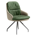 ARMLEHNSTUHL  Beinauswahl, Sitzfläche 360° drehbar, Stoff-/Lederauswahl Velours  Naturfarben, Graugrün  - Schwarz/Naturfarben, Design, Textil/Metall (60/86/66cm) - Dieter Knoll
