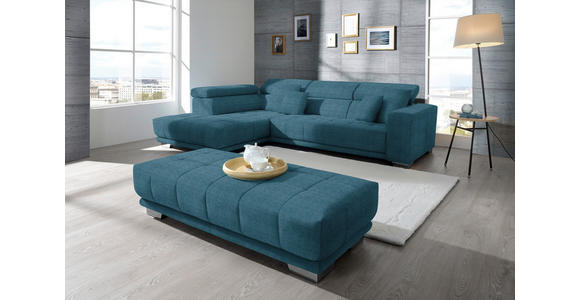 ECKSOFA in Mikrofaser Blau  207/301 cm  - Chromfarben/Blau, Design, Textil/Metall (207/301cm) - Xora