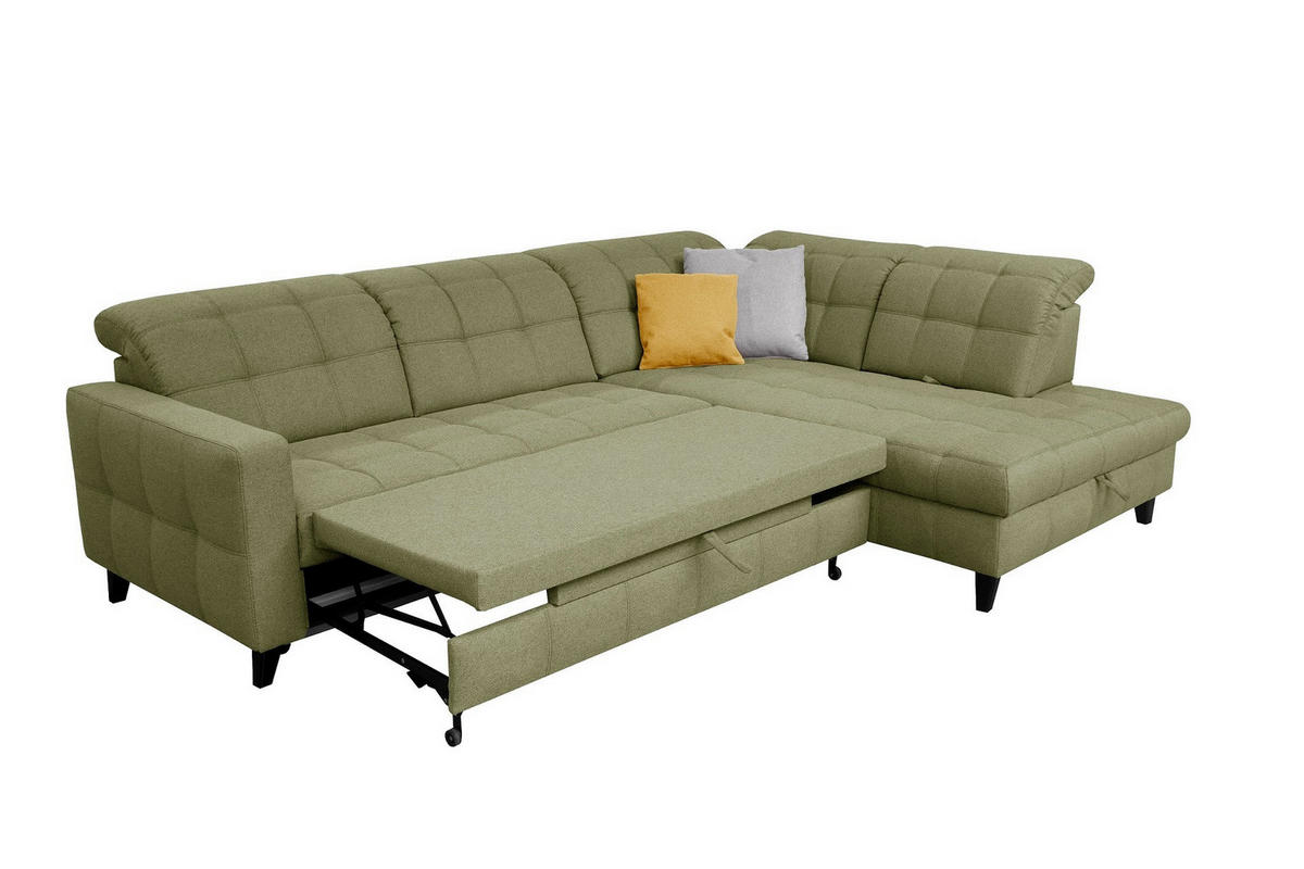 SAROKKANAPÉ textil zöld  - fekete/zöld, Design, textil/fa (297/216cm) - Xora