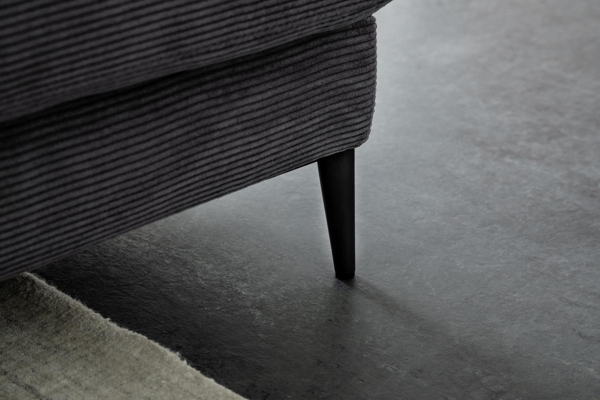 ECKSOFA in Cord Anthrazit  - Anthrazit/Schwarz, Design, Textil/Metall (296/207cm) - Dieter Knoll