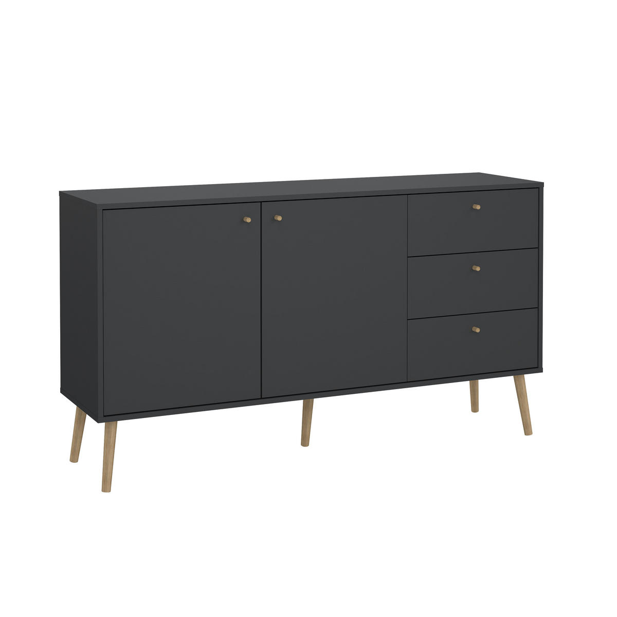 SIDEBOARD 147,2/81,7/39,1 cm  - grå/ekfärgad, Design, trämaterial/trä (147,2/81,7/39,1cm) - Best Price