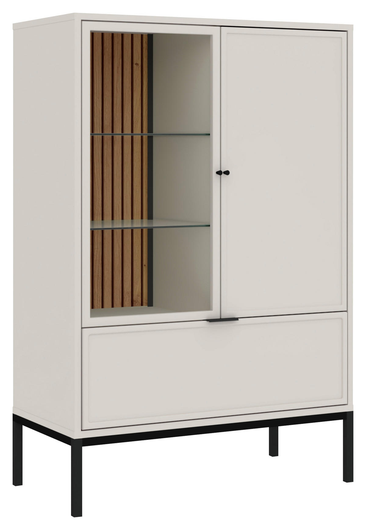 VITRINE  in Schwarz, Kaschmir  - Kaschmir/Schwarz, Design, Glas/Holzwerkstoff (76/115,5/40cm) - MID.YOU
