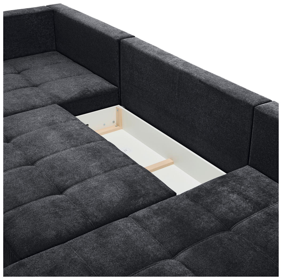 WOHNLANDSCHAFT Schwarz Velours  - Chromfarben/Schwarz, KONVENTIONELL, Kunststoff/Textil (198/363/170cm) - Hom`in