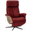 RELAXSESSEL Echtleder Relaxfunktion, Kopfteilverstellung    - Rot/Nussbaumfarben, Design, Leder/Holz (78/104-113/84cm) - Welnova