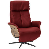 RELAXSESSEL in Leder Rot  - Rot/Nussbaumfarben, Design, Leder/Holz (78/104-113/84cm) - Welnova