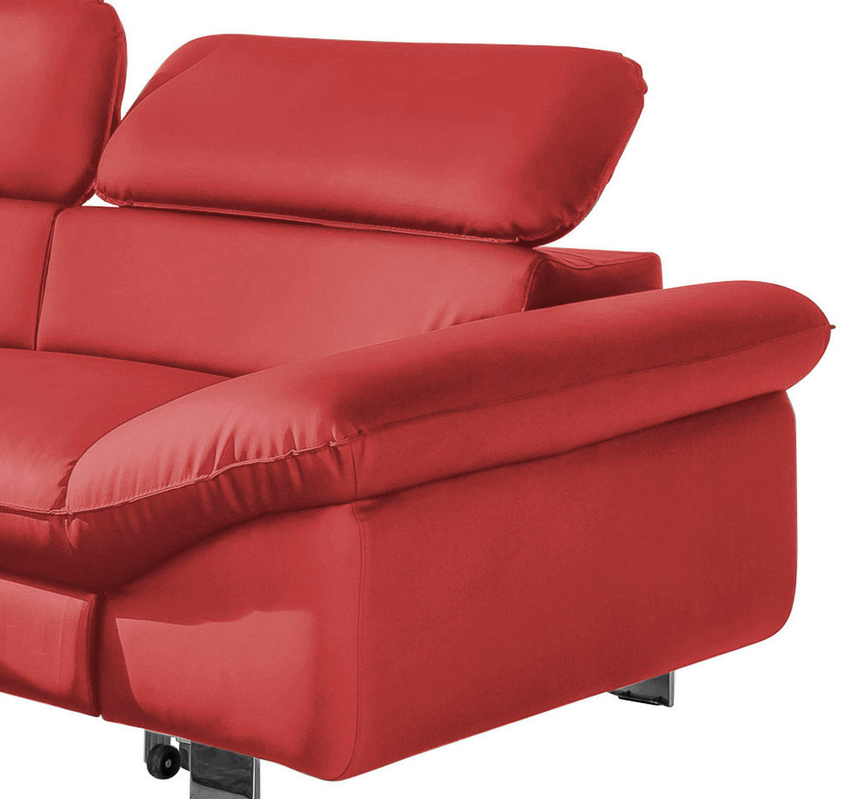 WOHNLANDSCHAFT in Lederlook Rot  - Chromfarben/Rot, Modern, Textil/Metall (214/266cm) - MID.YOU