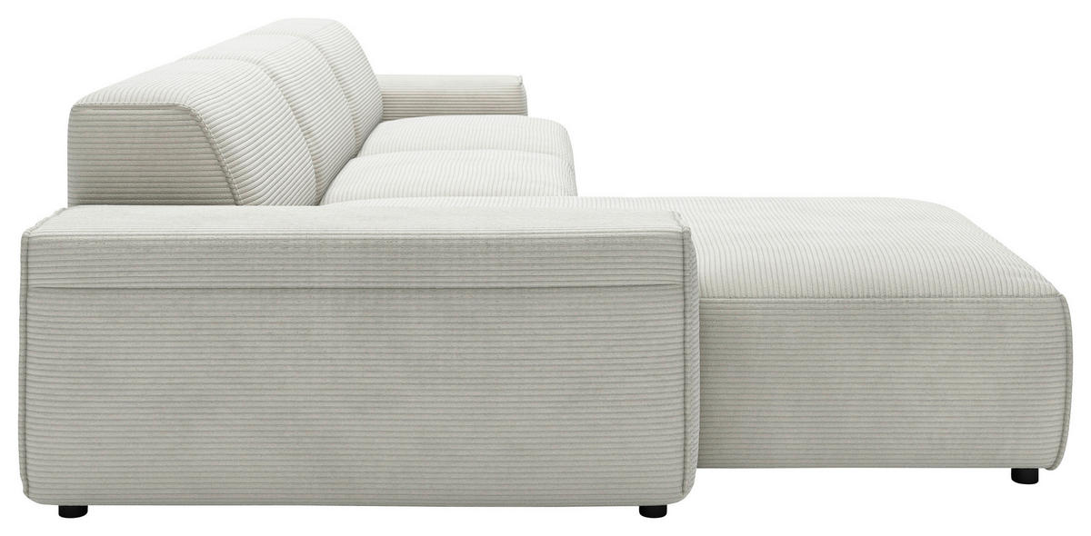 ECKSOFA in Cord Hellgrau  - Hellgrau/Schwarz, Design, Kunststoff/Textil (189/300cm) - Pure Home Lifestyle