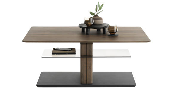 COUCHTISCH in Holz, Glas 110/80/47-62 cm  - Anthrazit/Buchefarben, Design, Glas/Holz (110/80/47-62cm) - Johann Jakob