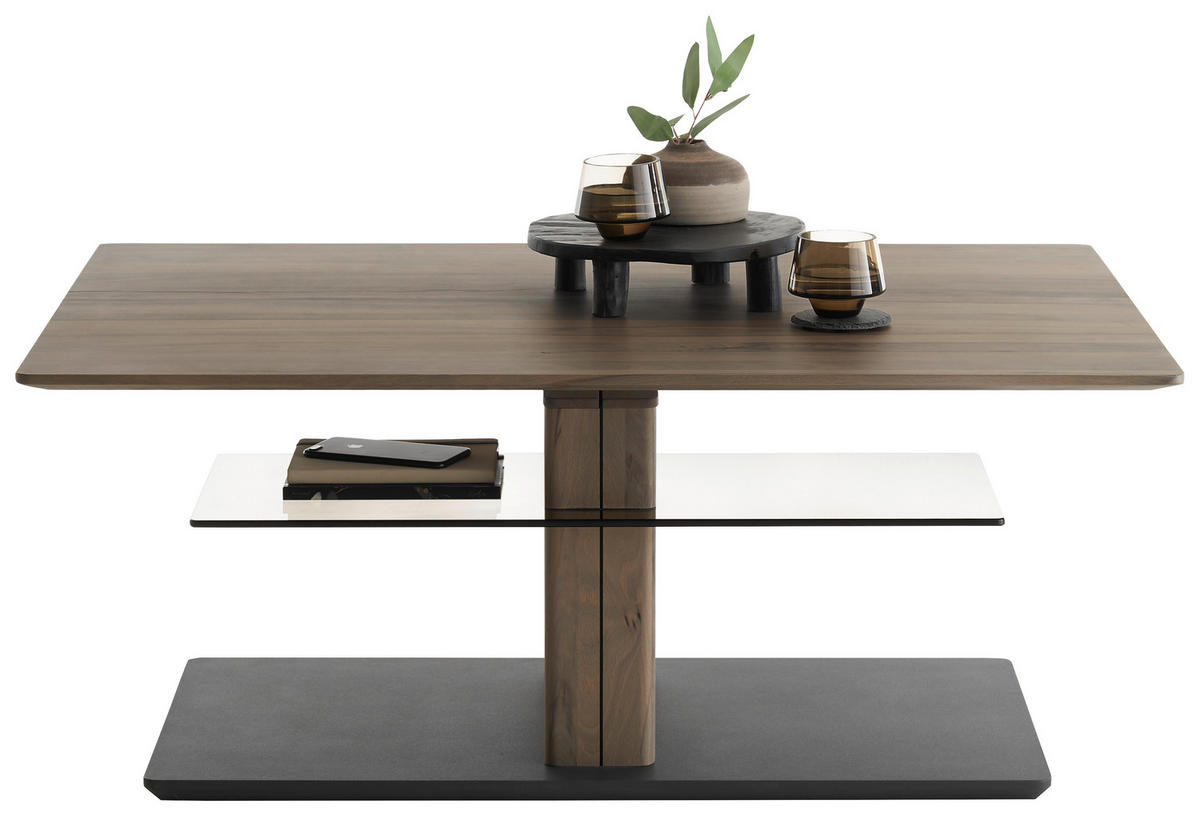 COUCHTISCH in Holz, Glas 110/80/47-62 cm  - Anthrazit/Buchefarben, Design, Glas/Holz (110/80/47-62cm) - Johann Jakob