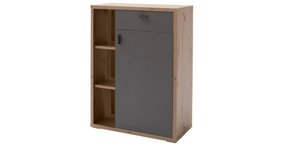 SCHUHSCHRANK Lizzano in 76/103/37 cm - Eichefarben/Anthrazit, Design, Holzwerkstoff/Metall (76/103/37cm) - Xora