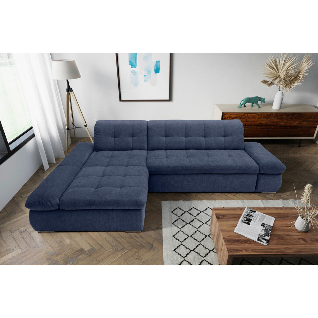 Thumbnail - Mid.you Ecksofa, Dunkelblau, Textil, Uni, 3-Sitzer, L-Form, 300x172 cm, Made in EU, FSC Mix, Schlafen auf Sitzhöhe, Wohn...